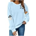 thumbnail image 1 of Atogsazn Women's Halloween Sweatshirt Cute Spooky Long Sleeve Sweatshirts Pullover Sweater Casual Tops Crewneck Blouse 04-Light Blue XXL Fashion, 1 of 5