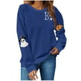 thumbnail image 1 of Atogsazn Women's Halloween Sweatshirt Cute Spooky Long Sleeve Sweatshirts Pullover Sweater Casual Tops Crewneck Blouse 04-Navy S Fashion, 1 of 5
