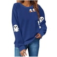 thumbnail image 1 of Atogsazn Women's Halloween Sweatshirt Cute Spooky Long Sleeve Sweatshirts Pullover Sweater Casual Tops Crewneck Blouse 05-Navy M Fashion, 1 of 5