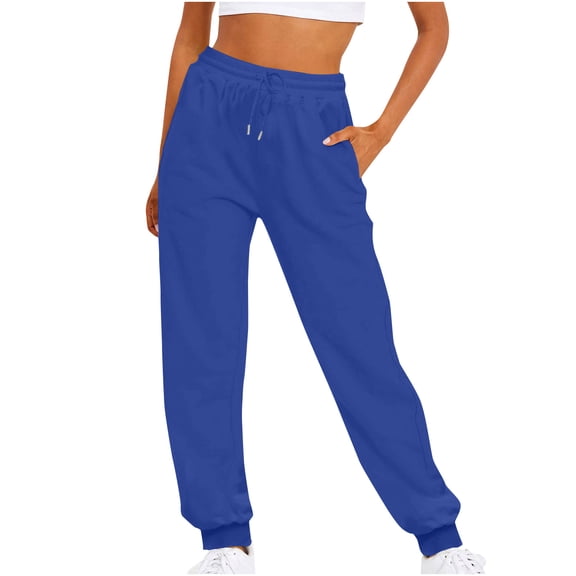 Atogsazn Women's Jogger Sweatpants Casual Althetic Elastic Waist Pants Fall Fashion Clothes Trousers with Pocket B-Blue M