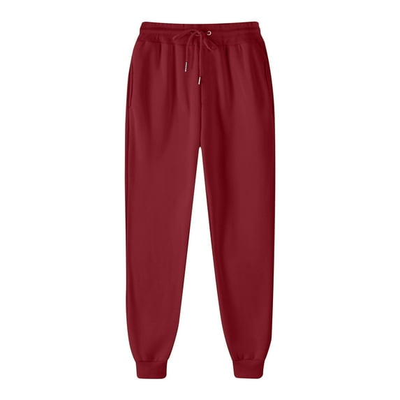 Atogsazn Women's Jogger Sweatpants Casual Fleece Athletic Elastic Waist Track Pants Fall Winter Trousers with Pockets Wine L