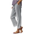 thumbnail image 1 of Atogsazn Women's Linen Sweatpant Casual Dressy Split Hem Pant High Waisted Work Business Trousers with Pocket Gray XL Fashion, 1 of 7