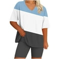 thumbnail image 1 of Atogsazn Women's Oversized 2 Piece Set Casual Loose Lightweight Pullover Tshirt Shorts Outfits Beach Sets Fashion 04-Light Blue XXXXL, 1 of 5