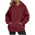 thumbnail image 1 of Atogsazn Women's Oversized Hoodies Fleece Long Sleeve Pullover Sweatshirt Sweater Fall Winter Clothes Tops Wine XL Fashion, 1 of 6