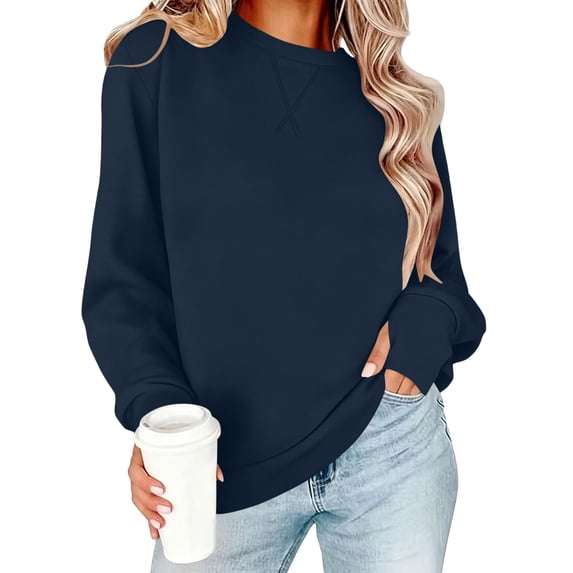 Atogsazn Women's Oversized Sweatshirt Casual Crew Neck Long Sleeve Pullover Sweater Fall Winter Tops Outerwear Navy L Fashion