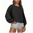 thumbnail image 1 of Atogsazn Women's Oversized Sweatshirt Casual Crewneck Puff Sleeve Pullover Sweatshirts Fall Winter Clothing Black XL Fashion, 1 of 6