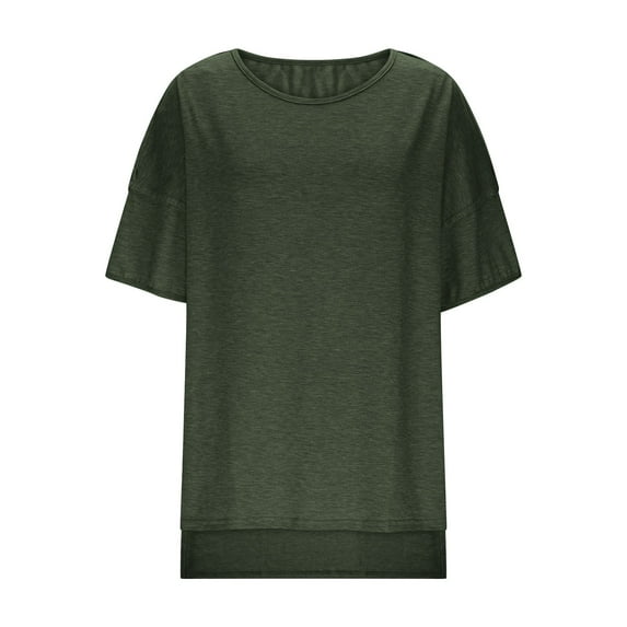 Atogsazn Women's Oversized T Shirts Summer Short Sleeve Tshirt Split Side Loose Tops Outfit Clothes Army Green S