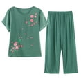 thumbnail image 1 of Atogsazn Women's Pajama Set Soft Short Sleeve Top With Capri Pants Loungewear Sleepwear Pajamas with Pockets E-Green XXL, 1 of 7