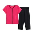 thumbnail image 1 of Atogsazn Women's Pajama Set Soft Short Sleeve Top and Capri Pants Loungewear Sleepwear 2 Piece Pj Set Hot Pink XXL, 1 of 4