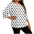 thumbnail image 1 of Atogsazn Women's Plus Size 3/4 Sleeve Blouse Casual Loose Fit Pullover Shirt Lightweight Tops Outfit Tshirt 03-White XXXXL Fashion, 1 of 6