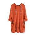 thumbnail image 1 of Atogsazn Women's Plus Size Blouses Casual Crewneck 3/4 Sleeve Hooded Shirt Loose Solid Tops Clothes Outfit Fashion Orange XXL, 1 of 5