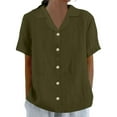 thumbnail image 1 of Atogsazn Women's Plus Size Shirts Casual Button Down Shirt V Lace Neck Tops Loose Outfit Blouse Clothes Army Green L, 1 of 6