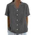 thumbnail image 1 of Atogsazn Women's Plus Size Shirts Casual Button Down Shirt V Lace Neck Tops Loose Outfit Blouse Clothes Gray S, 1 of 6