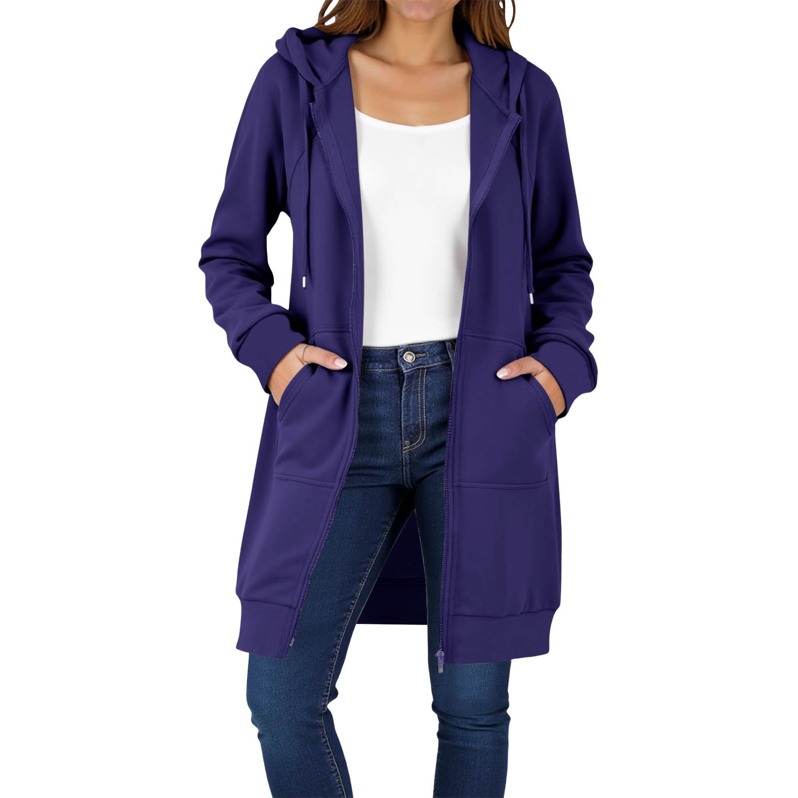 Gathering Purple Full Zip Hoodie for Women