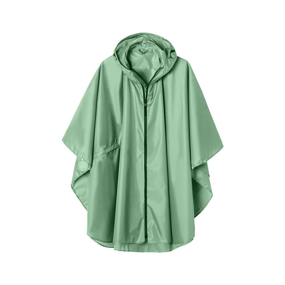 Atogsazn Women's Rain Jacket Waterproof 3/4 Sleeve Poncho Rain Coats Windbreaker Outwear with Hooded Outdoor Trench Coat 01-Green XXL
