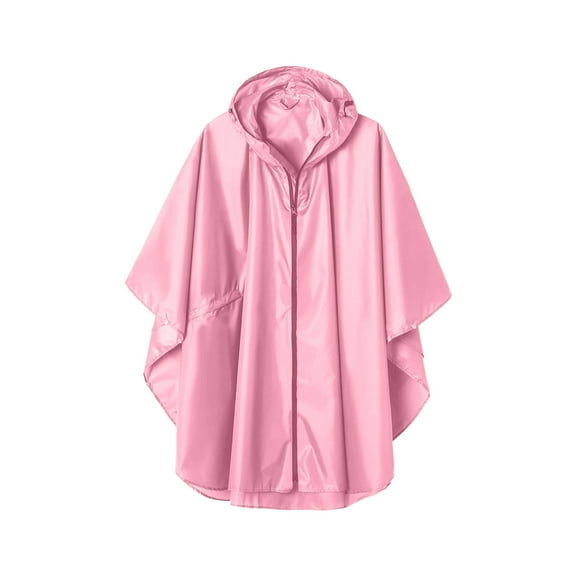 Atogsazn Women's Rain Jacket Waterproof 3/4 Sleeve Poncho Rain Coats Windbreaker Outwear with Hooded Outdoor Trench Coat 01-Pink XL