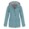 thumbnail image 1 of Atogsazn Women's Rain Jackets Casual Zip Up Windbreaker Long Sleeve Hooded Jacket Lightweight Raincoat Fashion Outerwear 13-Light Blue XXXL, 1 of 1