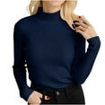 thumbnail image 1 of Atogsazn Women's Ribbed Turtleneck Long Sleeve Sweater Loose Fall Tops Pullover Soft Comfortable Blouses Clothes Dark Blue Free Size, 1 of 4