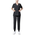 thumbnail image 1 of Atogsazn Women's Scrub Set Classic Short Sleeve V-Neck Top and Jogger Pants Nursing Uniform Scrubs for Women Set Black L, 1 of 3