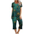 thumbnail image 1 of Atogsazn Women's Sleepwear Capri Pajama Sets Short Sleeve Two Piece Pjs Crew Neck Tops & Capri Pants with Pockets Army Green M, 1 of 7
