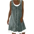 thumbnail image 1 of Atogsazn Women's Summer Dresses Fake Two Piece Sleeveless Round Neck Dress Casualflared Dress 2024 Gray XXL Clearance Sale, 1 of 5