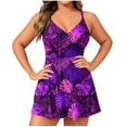 thumbnail image 1 of Atogsazn Women's Swimdress One Piece Swimsuit V Neck Skirts Swim Dress Tummy Control Bathing Suit Swimwear Purple XL, 1 of 5