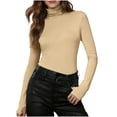 thumbnail image 1 of Atogsazn Women's Turtleneck Shirts Casual Long Sleeve Slim Fit Thermal Underwear Knitted Sweater Blouse Tops Beige S Fashion, 1 of 9