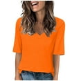 thumbnail image 1 of Atogsazn Women's V Neck T Shirts Casual Loose Half Sleeve Tops Basic Summer Tees Clothes Blouse Fashion Orange L on Clearance, 1 of 6