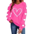 thumbnail image 1 of Atogsazn Women's Valentine's Day Sweatshirts Casual Cute Heart Long Sleeve Pullover Sweatshirt Blouse Fall Tops 04-Hot Pink XL Fashion, 1 of 8
