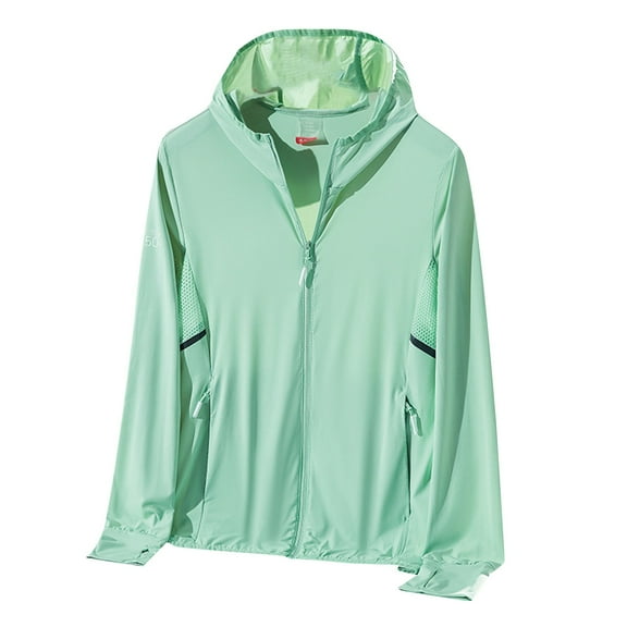 Atogsazn Women's Windbreaker Jacket Casual Zipper Long Sleeve Hoode Jackets Spring Summer Top for Women Green XXXL