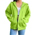 thumbnail image 1 of Atogsazn Women's Zip Up Hoodies Casual Fleece Long Sleeve Sweatshirt Spring Fall Tops Track Jacket with Pocket 06-Green XXL, 1 of 6