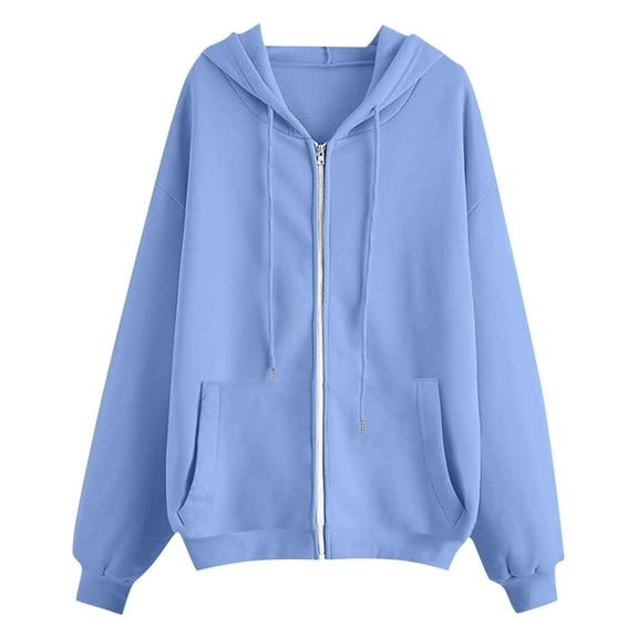 Atogsazn Women's Zip Up Oversized Hoodies Long Sleeve Hoodie Pullover Sweatshirt Fleece Fall Clothing Tops Outwear Sky Blue S Fashion