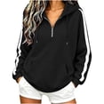 thumbnail image 1 of Atogsazn Womens 1/4 Xip Oversized Hoodies Casual Long Sleeve Fleece Hooded Sweatshirt Fall Winter Tops Black M Fashion, 1 of 7