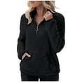 thumbnail image 1 of Atogsazn Womens 1/4 Zip Sherpa Blouse Fleece Pullover Oversized Sweatshirt Fuzzy Jacket Wintet Thick Tops with Pocket Black XL Fashion, 1 of 7
