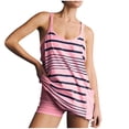 thumbnail image 1 of Atogsazn Womens Athletic Dress Built in Shorts V-Neck Sleeveless Stripe Camis Tops And Shorts Sets Summer Casual T-Shirt Dresses Sets Hot Pink XL, 1 of 7
