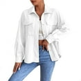 thumbnail image 1 of Atogsazn Womens Button Up Jacket Casual Long Sleeve Corduroy Shirt Spring Fall Tops Clothing with Pocket White M Fashion, 1 of 5