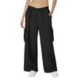 thumbnail image 1 of Atogsazn Womens Cargo Wide Leg Sweatpant Casual Jogger Athletic Elastic Waist Pant Fleece Trousers with Pocket Fall Clothes Black L Fashion, 1 of 3