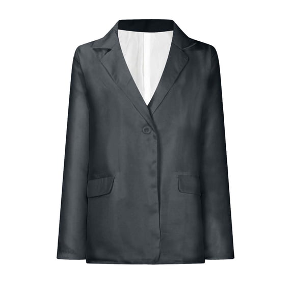 Atogsazn Womens Casual Blazers Button Open Front Long Sleeve Lapel Cardigan Jackets Office Work Jacket Outerwear Dark Gray S