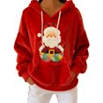 thumbnail image 1 of Atogsazn Womens Christmas Hoodies Santa Flannel Fleece Long Sleeve Hooded Sweatshirt Pullover Winter Fuzzy Clothes Tops 04-Red XL Fashion, 1 of 7