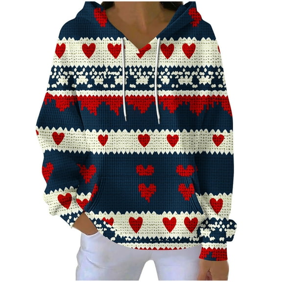 Atogsazn Womens Christmas Knitted Sweater Casual Graphic Long Sleeve Pullover Sweatshirt Fall Winter Clothes Navy S Fashion