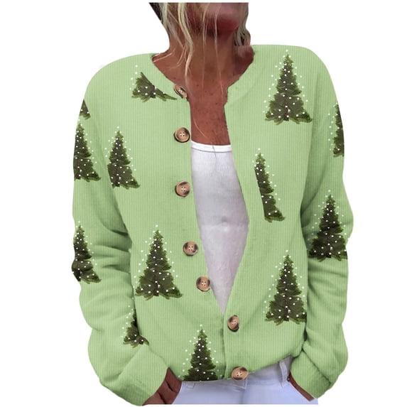 Atogsazn Womens Christmas Sweater Casual Button Down Knitted Long Sleeve Sweaters Fall Winter Tops Clothing Mint Green S Fashion