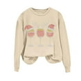 thumbnail image 1 of Atogsazn Womens Christmas Sweatshirt Casual Crew Neck Long Sleeve Shirt Loose Fit Pullover Tops Fall Clothing 03-Khaki S Fashion, 1 of 5