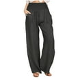 thumbnail image 1 of Atogsazn Womens Cotton Linen Wide Leg Pants Casual Yoga Pants Stretch Loose Sweatpants with Pockets Dark Gray M on Clearance, 1 of 8