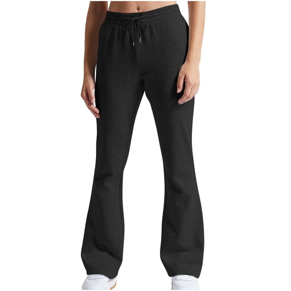 Atogsazn Womens Flare Leg Leggings Casual Stretchy Yoga Legging Pant Tummy Control Trousers Fall Clothes 03-Black L Fashion