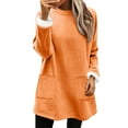 thumbnail image 1 of Atogsazn Womens Fleece Lined Blouse Casual Oversized Sherpa Loose Fit Tops Thick Warm Clothing Outfit with Pocket Orange XL Fashion, 1 of 6