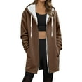thumbnail image 1 of Atogsazn Womens Fleece Lined Jacket Casual Full Zip Long Sleeve Hooded Coat Winter Warm Soft Tops Clothing Outerwear Brown XL Fashion, 1 of 5