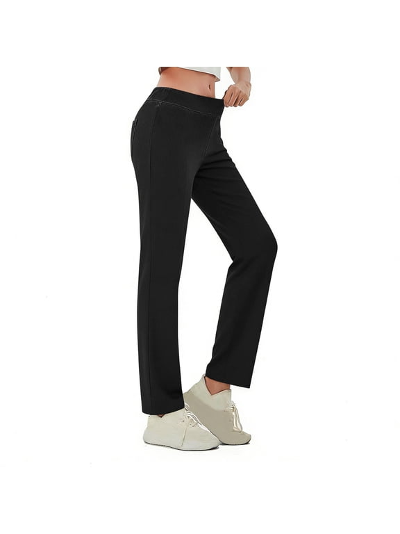 Womens High Waisted Jeans Casual Tummy Control Straight Leg Legging Denim Pants Slim Fit Trouser 02-Black M Fashion