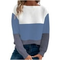 thumbnail image 1 of Atogsazn Womens Knitted Sweater Casual Crew Neck Long Sleeve Pullover Sweatshirt Colorblock Fall Winter Tops Blue XXL Fashion, 1 of 9
