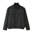 thumbnail image 1 of Atogsazn Womens Leather Jacket Casual Zip Up Long Sleeve Bomber Coat Loose Fit Tops Spring Fall Clothing with Pocket 03-Black S Fashion, 1 of 7