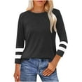 thumbnail image 1 of Atogsazn Womens Long Sleeve Shirts Color Block Casual Crewneck Tops Tshirt Basic Tee Fall Fashion Clothes Trendy Outfits 02-Black XXL, 1 of 6